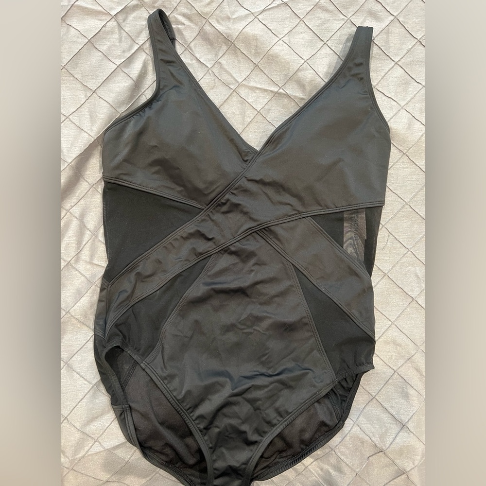 NWT Beach Betty by Miracle Brands.  Black one piece swimsuit with mesh.